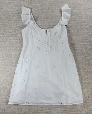 Princess Polly Besiana Broderie Anglaise Mini Sundress Sz 10 White Eyelet Ruffle thumbnail 1