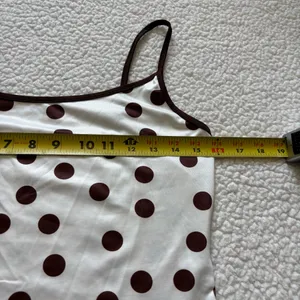 Retro Polka Dot Cami tank Top Brown White Contrast Trim Coquette Y2K Dollete thumbnail 2