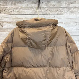 Zara Womens M Jacket Down Puffer Bronze‎ Brown Hooded Oversized Long EUC Pockets thumbnail 15