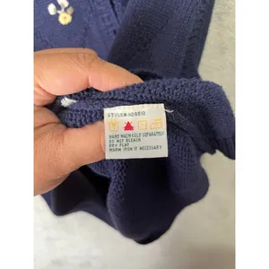 Vintage Navy Floral Embroidered Sweater Vest Cottagecore Cozy Chic Grandmacore S thumbnail 7