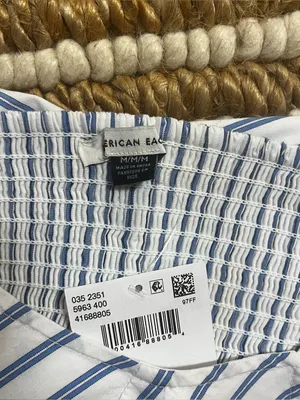 American Eagle NWT Striped Blue & White Ruffle Hem Cami Top thumbnail 3