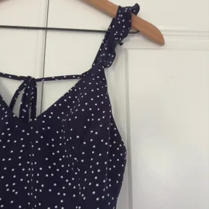 White Fox Polka Dot Mini Dress sleeveless ruffle tie bow back v-neck lightweight thumbnail 4