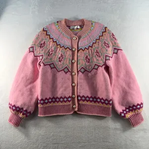LOVESHACKFANCY S Small Honeypie Boyfriend Cardigan Sweater Pearl Buttons PInk thumbnail 3