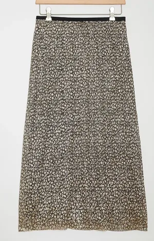 Anthropologie Maeve Anina Shimmer Preppy Holiday Cheetah Whimsigoth Midi Skirt 6 thumbnail 1