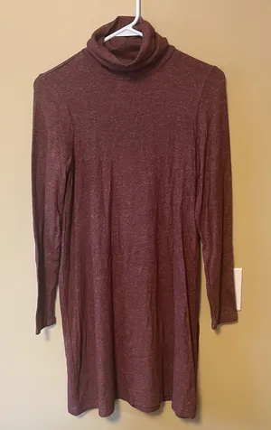 American Eagle Super Soft Maroon/ Burgundy Turtleneck Longsleeve Dress thumbnail 1