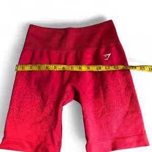 Gymshark Adapt Ombre Seamless Biker Cycling Shorts Red Pink High Waisted Ribbed Waistband Gym Workout Exercise Yoga Athletic Atleisure Sz S - Measurement in pics thumbnail 4