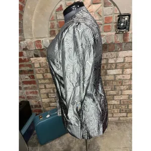 jacket blazer silver swirl boxy 1980s Size XL thumbnail 4