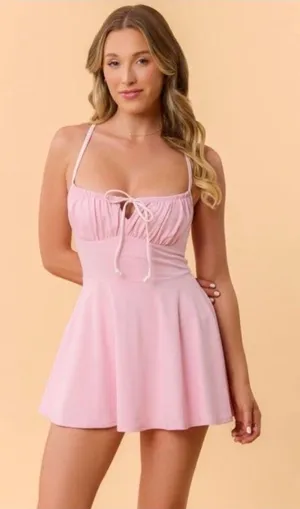 NWT! Popflex Target X Blogilates Tie Front Twirl Active Dress Pink Size Medium thumbnail 1