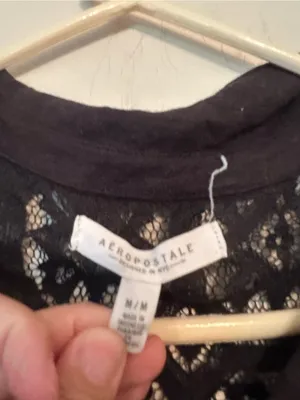 Womens Aeropostale collared lace button up black tank Medium thumbnail 3
