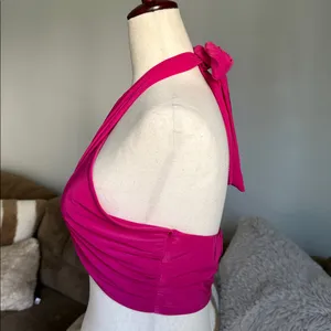 Hot Pink Cross Halter Crop Top Size M thumbnail 2
