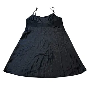 Vintage‎ Delicates Black Satin Slip Dress with Red Rose Floral Embroidery Size L thumbnail 4