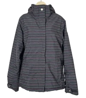 Roxy 5K Silver Snowboard/Ski Jacket Black With Multicolor‎ Pinstripe Size XL thumbnail 1