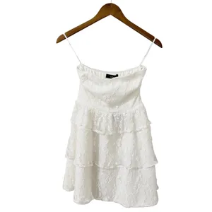 Lulus Sweet Perception White Lace Strapless Tiered Mini Dress size XXS NWT thumbnail 3