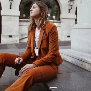 Free‎ People Heidi Brown Corduroy Button Front Blazer 4 thumbnail 3