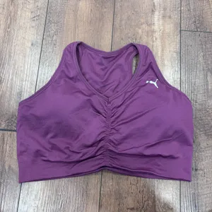 Puma Womens Size 1X Ruched Purple Sports Bra Padded Athletic Running Gym Workout thumbnail 2