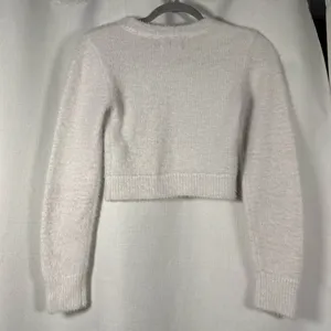 Urban Outfitters White Fuzzy Crewneck Crop Sweater XS thumbnail 3