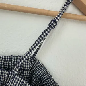 Kimchi Black Navy & white gingham crop top thumbnail 6
