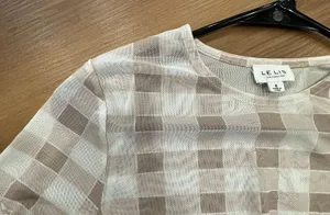 Checkered Mesh Crop Top Tan thumbnail 3