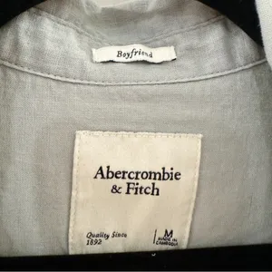 NWT Abercrombie & Fitch Boyfriend Linen Button Down Shirt Sage Green sz Medium thumbnail 4