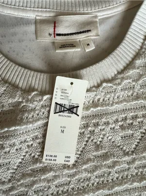 By Anthropologie Textured Knit Crochet Sleeveless Ivory Mini Dress Size M NWT thumbnail 4