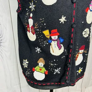 Designers Originals Studio Christmas Sweater Vest Size S Snowman Vintage thumbnail 3