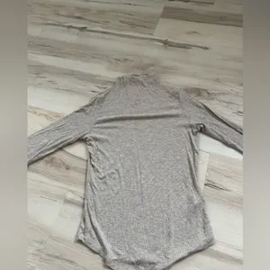 American Eagle Outfitters Taupe Ribbed Mock Neck Long Sleeve Top thumbnail 2