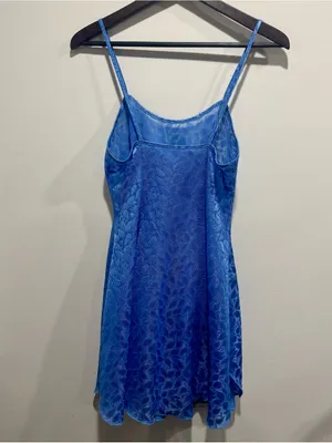 Vintage Y2K Petra Fashions Blue Burnout Floral Mini Dress Made USA thumbnail 5