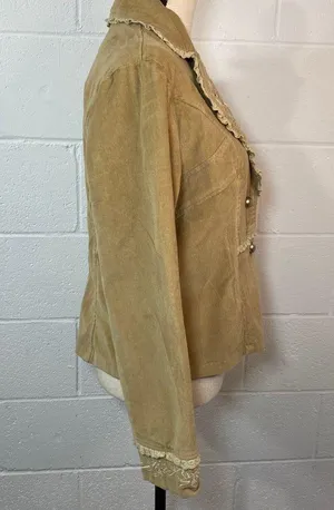 Misha Y2K Vintage Tan Corduroy Floral Embroidered Sequin Blazer Jacket thumbnail 7