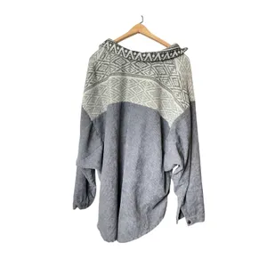Davi‎ & Dani Womens 1XL Grey Aztec Corduroy Mixed Media Oversized Shacket Jacket thumbnail 4