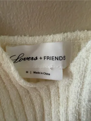 Lovers + Friends White Ribbed V-Neck tank thumbnail 4