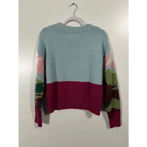 Wild Fable Y2K colorful mountain scenic sky knit crewneck sweater Sz L thumbnail 3