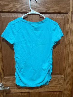 Women's Maternity V-Neck Short Sleeve Top - Turquoise thumbnail 3