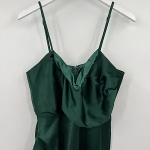 Lulus Down To Dance Emerald Green‎ Satin Gathered Tulip Midi Dress Size XL thumbnail 4