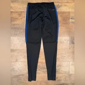 Adidas Black Track Pants with Red, White, and Blue Accents and Pockets thumbnail 4