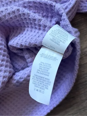 aerie Lilac Waffle Knit Mock Neck Long Sleeve Top Preppy Fall School Comfy Sz M thumbnail 5