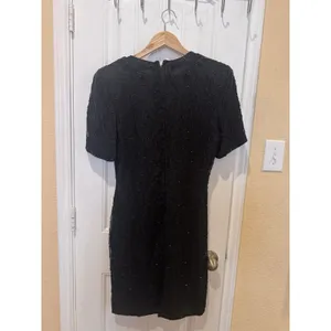 Royal Feelings VTG 80s SILK SEQUIN Dress Flapper 1920s Inspired Black size 10 thumbnail 7
