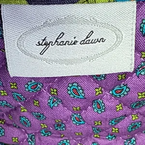 Stephanie Dawn Shoulder Bag Zippered Tote Plum Floral Purse Preppy Boho 14x8x4” thumbnail 9