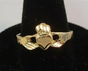 (Size 11) 14KT Gold EP Claddagh Irish Celtic Wedding Ring thumbnail 1
