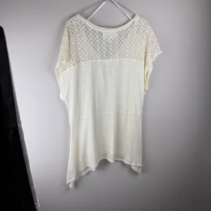 Two by Vince Camuto Tribal Beat Lace Inset Shark Bite‎ Hem Shirt Top Chalk Sz XL thumbnail 9