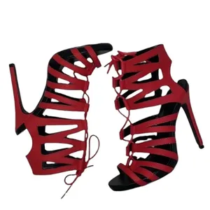 Women's Open Toe Strappy Red Sandals (Size 7) Red thumbnail 2