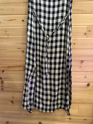 Vintage Black White Gingham Plaid Midi Length Large Tank Dress Summer Coquette thumbnail 7