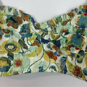 Anthropologie Floral Cropped Embroidered Ruffle Bustier Spaghetti Strap Top XXS thumbnail 6