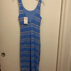 Lush Nectar Women’s Blue & White Tank Sweater Knit Dress L Large Bust 38” NWT thumbnail 10
