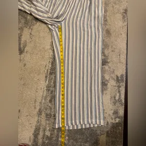 Ellen Tracy Blue and Cream Striped Wide Leg Pants thumbnail 8