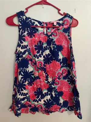 Lilly Pulitzer Navy, Coral & White Floral Sleeveless Camisole thumbnail 1