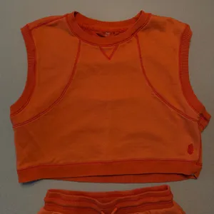 FP Movement Free People Time after Time Set Sweatshirt Shorts Orange Sz Med thumbnail 3