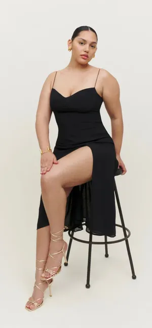 Reformation Juliette Sleeveless Midi Dress in Black Size 12 NWT thumbnail 1