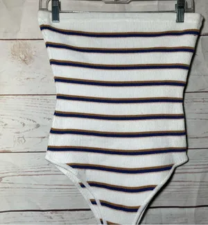 💋 3 FOR $20 LA Hearts • Strapless Body Suit • Striped • Medium thumbnail 4