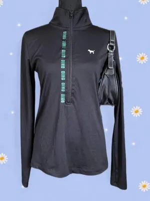 Vintage Y2K Victoria’s Secret PINK Ohio Bobcats Quarter Zip Size Medium 🖤 thumbnail 1