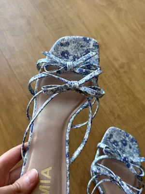 MIA Treanor Heel, Blue and White Floral Ribbon Kitten Heels, Size 9 thumbnail 10